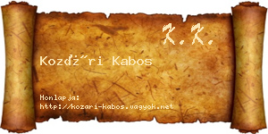 Kozári Kabos névjegykártya